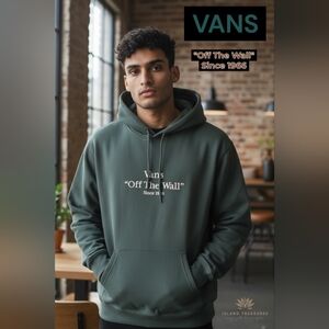 Vans Bistro Green Men's Hoodie Size Medium Loose Fit Drawstring Hoodie & Pocket
